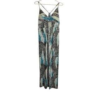 Grifflin Paris Maxi Dress‎ Blue Black Animal Print Size SM NWT